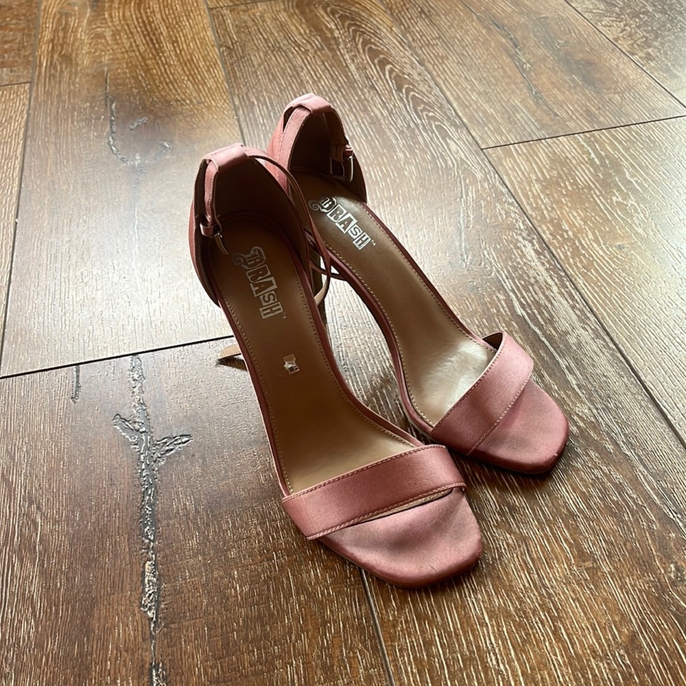 Baby pink open toe heels